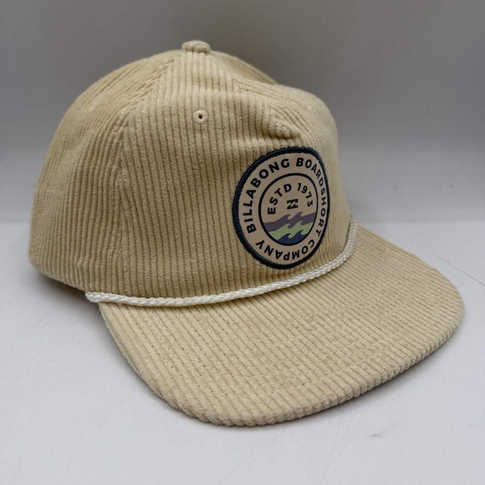 Billabong Boardshort Company Hat Cap Cream Corduroy Rope Snapback Adjustable NWT